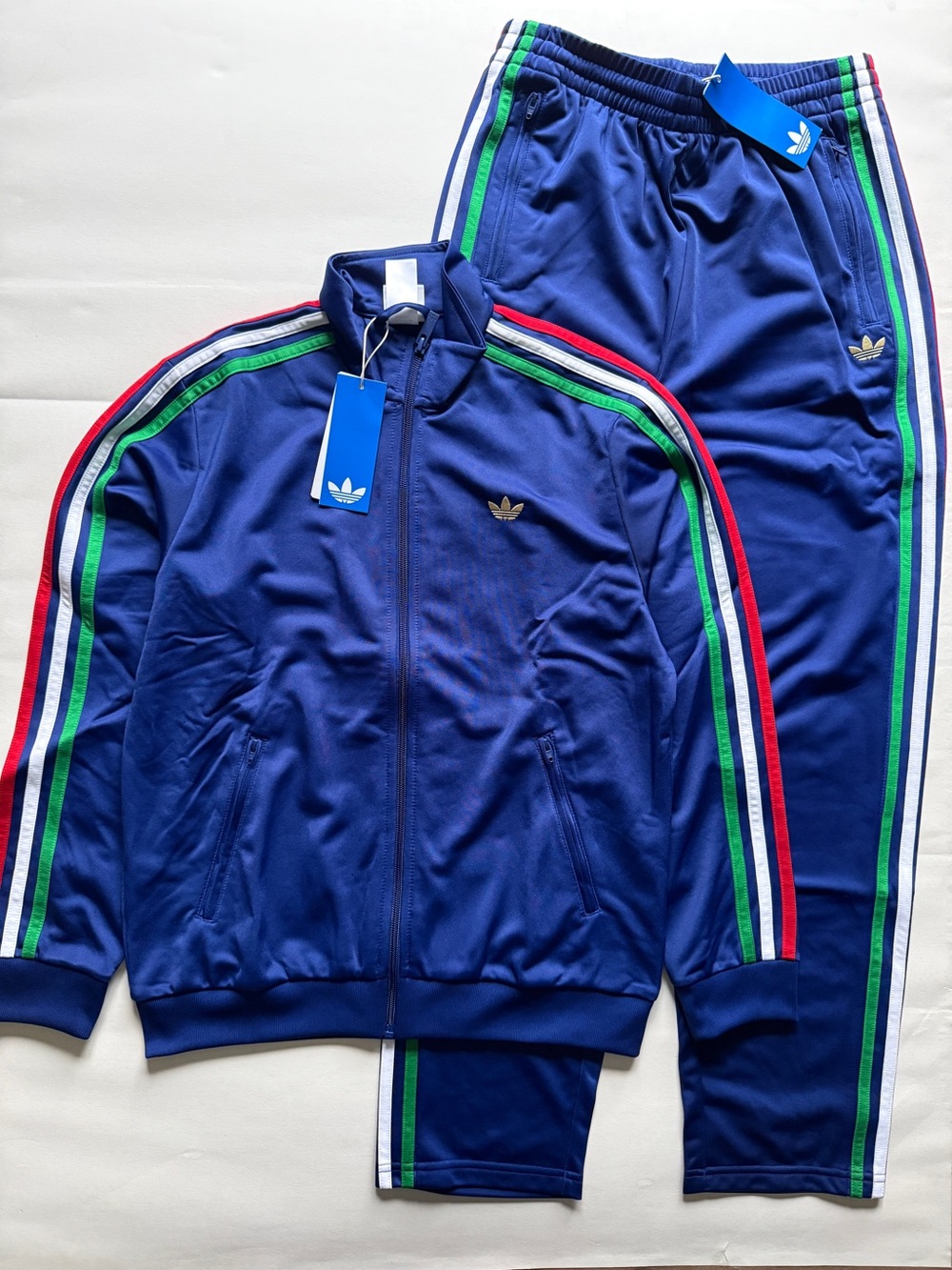 adidas [M-XL] KIDS Unisex Firebird Track Suit  Victory Blue (Jacket+Pants)